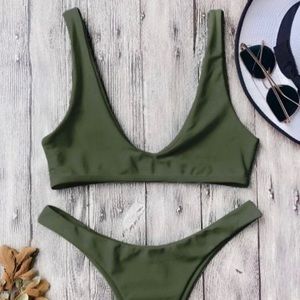 High Cut Bikini Set - Army Green